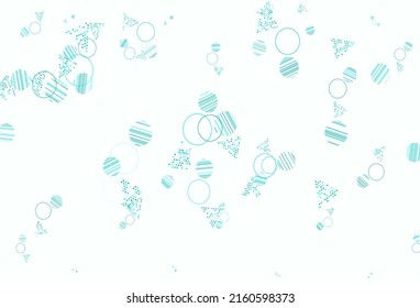 Plantilla de vector verde claro con cristales, círculos. Ilustración con un conjunto de círculos coloridos, triángulos. Diseño inteligente para sus anuncios.