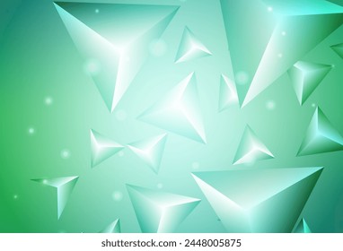 Plantilla de Vector verde claro con cristales, triángulos. Hermosa ilustración con triángulos en estilo de la naturaleza. Plantilla moderna para landing page.