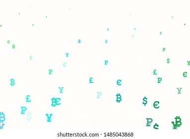 Light Green vector template with currency. Colored symbols of currency on white background. Pattern for bank ads, posters, banners.