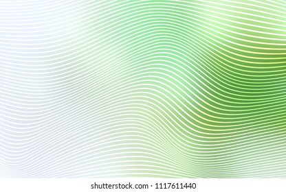 Light Green vector template with curved ribbons. Shining illustration, which consist of blurred lines. Brand-new style for your business design.