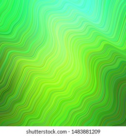Light Green vector template with curved lines. Modern gradient abstract illustration with bandy lines. Colorful wave pattern for your design.
