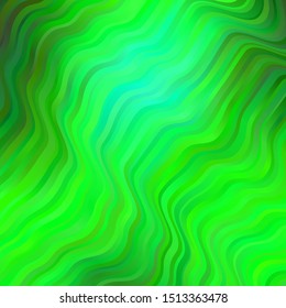 Light Green vector template with curved lines. Colorful geometric sample with gradient curves.  Smart design for your promotions.