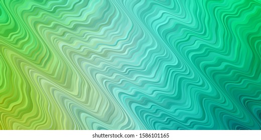 Light Green vector template with curved lines. Abstract illustration with bandy gradient lines. Template for your UI design.