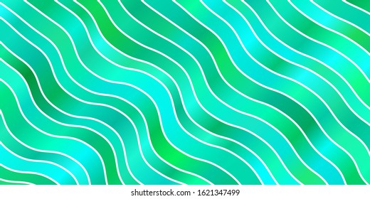 Light Green vector template with curved lines. Colorful abstract illustration with gradient curves. Best design for your posters, banners.