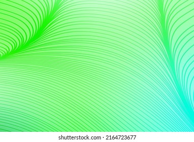 Plantilla de vector verde claro con líneas curvas. Ilustración abstracta circunfleja con gradiente. Diseño abstracto para su sitio web.
