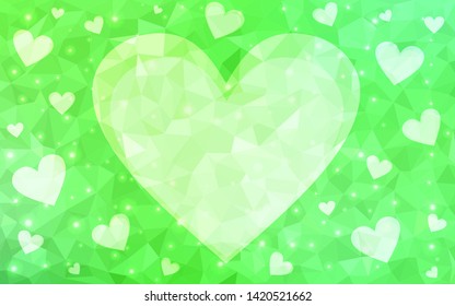 Light Green vector  template with doodle hearts. Illustration with hearts in love concept for valentine's day. Template for Valentine's greeting postcards.