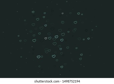Light Green vector template with doodle hearts. Decorative shining illustration with hearts on abstract template. Template for Valentine's greeting postcards.