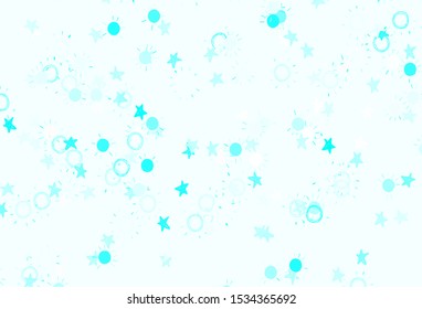 Light Green vector template with doodle stars, suns. Shining colored illustration with stars, suns. Pattern for astrology websites.