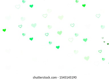 Light Green vector template with doodle hearts. Beautiful colored illustration with hearts in celebration style. Design for ad, poster, banner of Valentine Day.