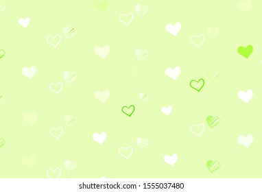 Light Green vector template with doodle hearts. Beautiful colored illustration with hearts in celebration style. Pattern for carnival, festival romantic leaflets.