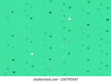 Light Green vector template with doodle hearts. Blurred decorative design in doodle style with hearts. Pattern for carnival, festival romantic leaflets.