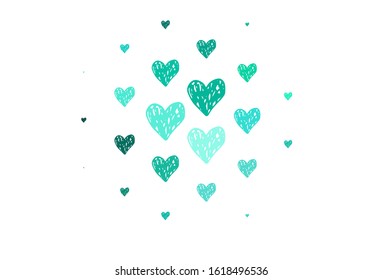 Light Green vector template with doodle hearts. Smart illustration with gradient hearts in valentine style. Pattern for marriage gifts, congratulations.