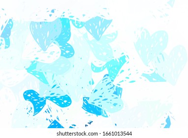 Light Green vector template with doodle hearts. Decorative design with hearts in simple style . Pattern for marriage gifts, congratulations.