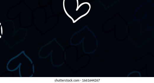 Light Green vector template with doodle hearts. Hearts on blurred abstract background with colorful gradient. Pattern for valentine's ad, booklets.