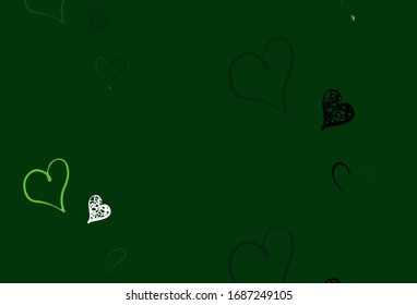 Light Green vector template with doodle hearts. Smart illustration with gradient hearts in valentine style. Pattern for valentine's ad, booklets.