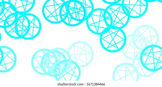 Light Green vector template with esoteric signs. Colorful vintage illustration with gradient alchemy shapes. Best design halloween events.