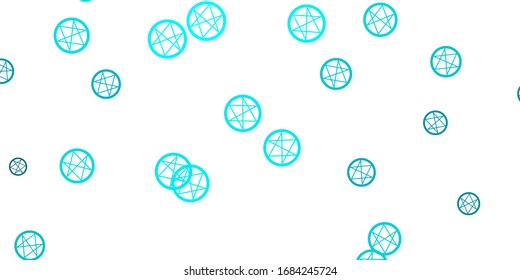 Light Green vector template with esoteric signs. Colorful mystic symbols with a gradient in ancient style. Background for esoteric, mystic designs.