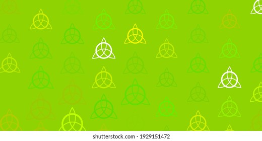 Light Green vector template with esoteric signs. Abstract illustration with gothic gradient shapes. Simple design for occult depiction.