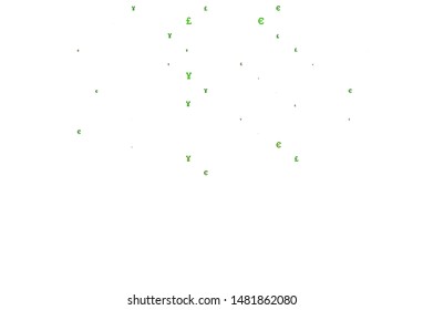 Light Green vector template with EUR, JPY, GBP. Illustration with EUR, JPY, GBP signs on white template. Template for ads of markets, loans.