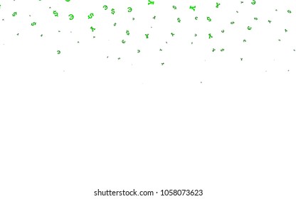Light Green vector template with Euro, Dollar, Yen. Illustration with EUR, USD, JPY signs on white template. Best design for your ad, poster, banner of money.