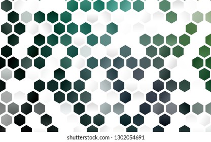 Light Green vector template in hexagonal style. White background with colorful hexagons. Pattern can be used for landing pages.