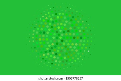 Light Green vector template in hexagonal style. Illustration of colored hexagons on white surface. Pattern for texture of wallpapers.