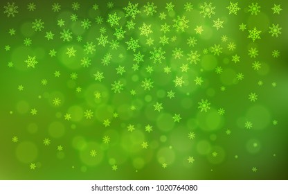 Light Green vector template with ice snowflakes. Modern geometrical abstract illustration with crystals of ice. New year design for your ad, poster, banner.