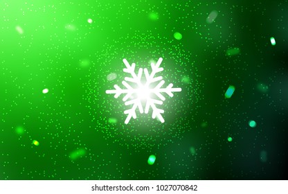 Light Green vector template with ice snowflakes. Shining colored illustration with snow in christmas style. The pattern can be used for new year ad, booklets.