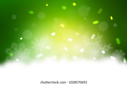 Light Green vector template with ice snowflakes. Decorative shining illustration with snow on abstract template. The pattern can be used for new year leaflets.
