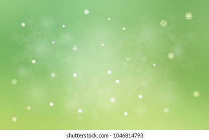 Light Green vector template with ice snowflakes. Shining colored illustration with snow in christmas style. The pattern can be used for year new  websites.