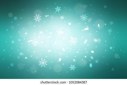 Light Green vector template with ice snowflakes. Glitter abstract illustration with crystals of ice. The pattern can be used for new year ad, booklets.