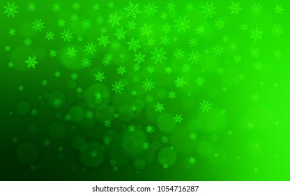 Light Green vector template with ice snowflakes. Shining colored illustration with snow in christmas style. New year design for your ad, poster, banner.