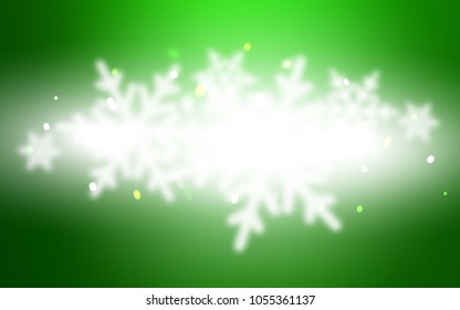 Light Green vector template with ice snowflakes. Modern geometrical abstract illustration with crystals of ice. New year design for your ad, poster, banner.