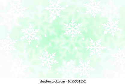 Light Green vector template with ice snowflakes. Shining colored illustration with snow in christmas style. New year design for your ad, poster, banner.