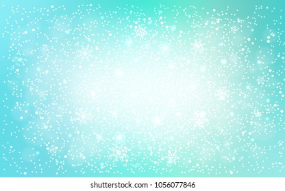 Light Green vector template with ice snowflakes. Shining colored illustration with snow in christmas style. New year design for your business advert.