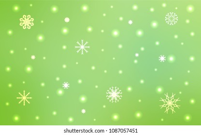 Light Green vector template with ice snowflakes. Glitter abstract illustration with crystals of ice. The template can be used as a new year background.