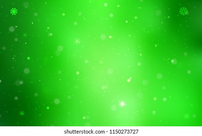 Light Green vector template with ice snowflakes. Decorative shining illustration with snow on abstract template. New year design for your business advert.