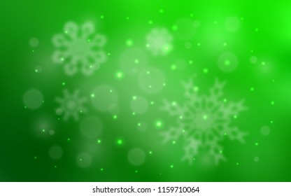 Light Green vector template with ice snowflakes.