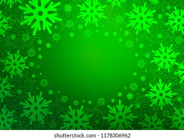Light Green vector template with ice snowflakes. Decorative shining illustration with snow on abstract template. New year design for your ad, poster, banner.