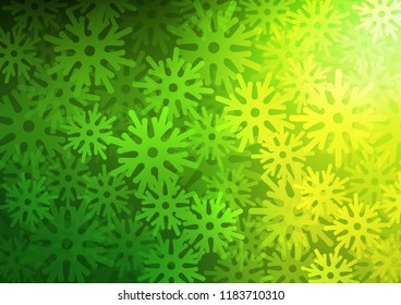 Light Green vector template with ice snowflakes. Decorative shining illustration with snow on abstract template. The pattern can be used for new year ad, booklets.