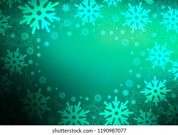 Light Green vector template with ice snowflakes. Modern geometrical abstract illustration with crystals of ice. The pattern can be used for year new  websites.