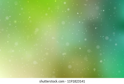 Light Green vector template with ice snowflakes. Blurred decorative design in xmas style with snow. The template can be used as a new year background.