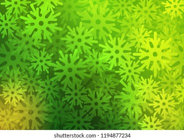 Light Green vector template with ice snowflakes. Shining colored illustration with snow in christmas style. New year design for your business advert.