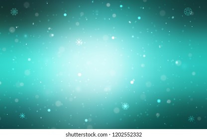 Light Green vector template with ice snowflakes. Glitter abstract illustration with crystals of ice. New year design for your business advert.