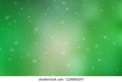 Light Green vector template with ice snowflakes. Snow on blurred abstract background with gradient. The pattern can be used for new year ad, booklets.