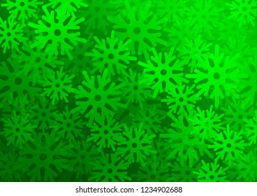 Light Green vector template with ice snowflakes. Decorative shining illustration with snow on abstract template. The pattern can be used for year new  websites.