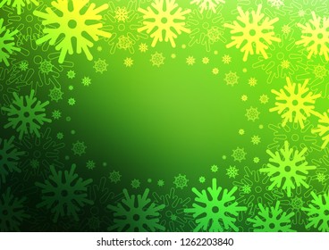 Light Green vector template with ice snowflakes. Blurred decorative design in xmas style with snow. The pattern can be used for new year ad, booklets.
