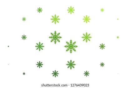 Light Green vector template with ice snowflakes. Shining colored illustration with snow in christmas style. New year design for your ad, poster, banner.