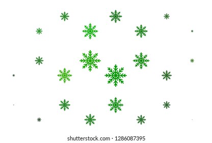 Light Green vector template with ice snowflakes. Decorative shining illustration with snow on abstract template. New year design for your ad, poster, banner.