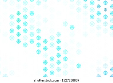 Light Green vector template with ice snowflakes. Colorful decorative design in xmas style with snow. Pattern for new year websites.